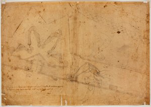 Étude de figure par une autre main et inscription manuscrite