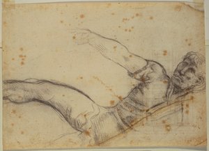 Étude de figure non autographe et inscription - Michelangelo Buonarroti
