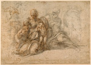 La Sainte Famille (recto); Putti amoureux (verso) c. 1530 - Michelangelo Buonarroti