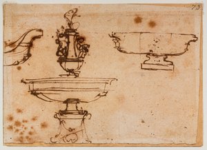 Trois dessins de fontaines