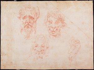 Esquisses de visages de satyres