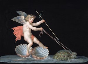 Cupidon conduit par des tortues