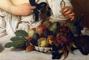 Bacchus, détail avec bol de fruits, vers 1589