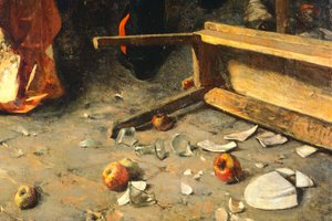 Une partie de cartes ou bagarre à Trastevere - Michele Cammarano