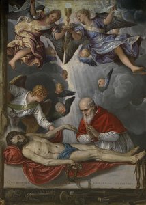 Christ mort, adoré par le pape Pie V