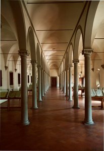 Bibliothèque du couvent de San Marco (Saint-Marc) à Florence, Italie. Architecture de Michelozzo di Bartolommeo Michelozzi dit Michelozzo Michelozzi (Florence 1396-1472)
