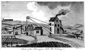 Esquisse de la mine de Harrington Mill Pitt, Comté de Durham