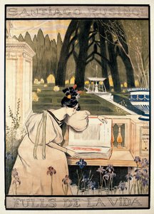 Affiche de présentation de « Les pages de la vie », série de lithographies illustrant des poèmes en prose par Santiago Rusinol y (i) Prats (1861-1931)