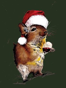 Degu de Noël sur fond vert forêt, 2020
