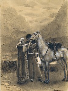 Adieux de Zara avec Ismail. Illustration du poème Ismail Bey de Mikhaïl Lermontov, 1890-1891 - Mikhail Aleksandrovich Vrubel