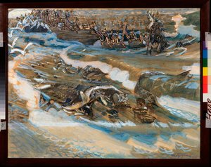Illustration pour le conte du tsar Saltan de Alexandre Pouchkine