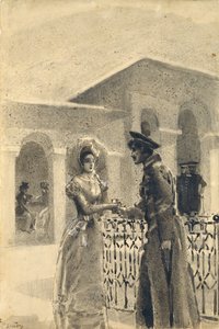Princesse Mary et Grushnitsky. Illustration du roman Un héros de notre temps de Mikhaïl Lermontov, 1891 - Mikhail Aleksandrovich Vrubel