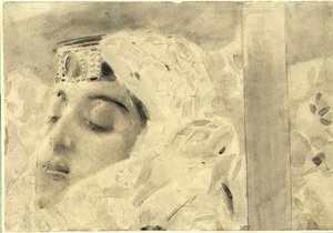 Tamara dans le cercueil. Illustration du poème Le Démon de Mikhaïl Lermontov, 1890-1891