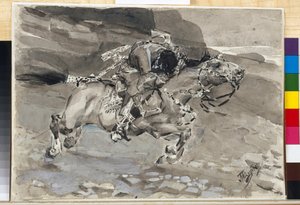 Un cavalier (illustration du poème "Le Démon" de Mikhail Lermontov)