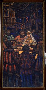 Le mariage du grand duc Vladimir I Sviatoslavich (dit le grand ou Soleil Rouge, 958-1015) (Scène de banquet de noces)