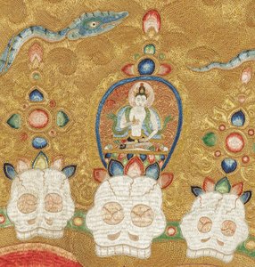 Détail de Thangka impérial brodé en soie - Ming Dynasty Chinese School