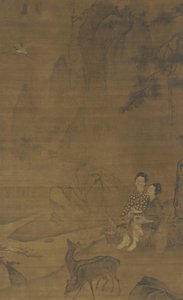Immortelles féminines cueillant des herbes - Ming Dynasty Chinese School