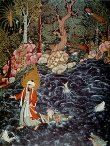 Le prophète Élie sauvant le prince Nur ad-Dahr du Hamzanama, 1562-1577