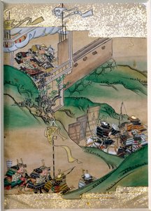 Épisode des luttes impériales au Japon (1308-1368). Miniature de l