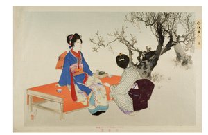 No. 2. Regardant les fleurs de prunier de la série Beautés Modernes, c.1897-1899 - Mizuno Toshikata