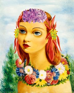 Femme avec des fleurs - Moise Kisling