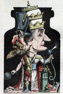 Allégorie du Concordat (signé entre Pie VII et Bonaparte) de 1801 représentée par Moloch comme un dispositif de compression avec Napoléon III et le Pape - Moloch