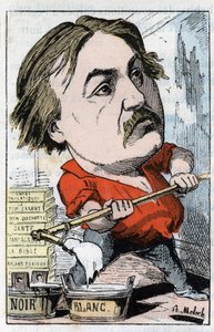 Portrait de Gustave Doré, dessinateur et graveur (1832-1883) dans « Le Trombinoscope » par Touchatout, caricature de B. Moloch de 1882 (1849-1909). Collection privée
