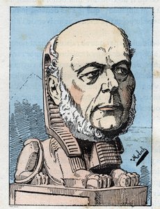 Portrait de Jules Grévy (1807-1891) président de la République française dans « Le Trombinoscope » par Touchatout, caricature de B. Moloch de 1882 (1849-1909). Collection privée