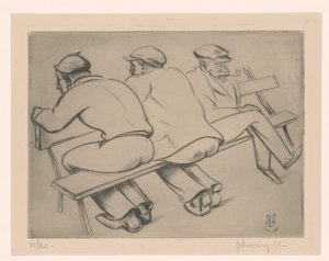 Trois hommes sur un banc