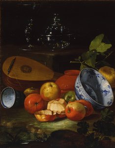 Mandoline, tasse et bol, porcelaine, pommes, 1706