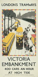Victoria Embankment, affiche des tramways du London County Council, 1926 - Monica Rawlins