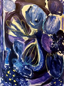 Fleurs bleues et violettes - Monika Riethmueller