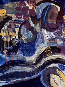 Tourbillons abstraits bleu profond - Monika Riethmueller