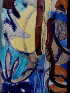 Abstraction bleue fluide - Monika Riethmueller