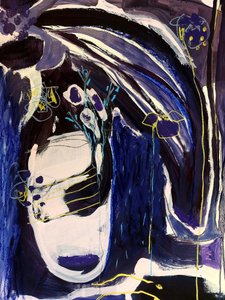 Abstraction florale indigo - Monika Riethmueller