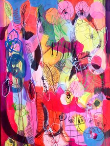 Jardin abstrait aux couleurs vives - Monika Riethmueller