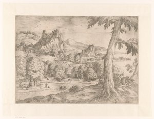 Paysage panoramique avec grand arbre