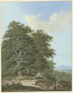 Paysage avec deux femmes portant des fagots