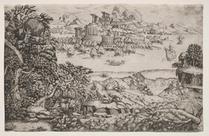 Paysage avec un temple au-dessus d