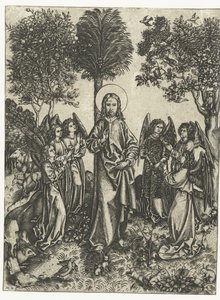 Christ dans le désert avec des anges