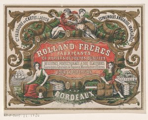 Carte de visite de Rolland Frères, fabricant de papier à Bordeaux