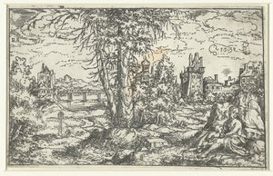 Paysage avec femme et enfant