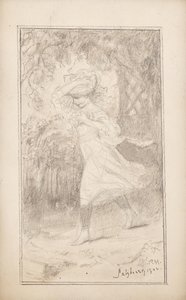 Fillette courant dans le vent - Monogrammist RM.