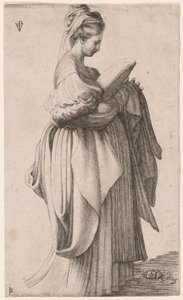 Une jeune femme tenant un coussin