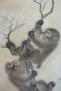 Singes dans un cerisier en fleurs, 1 sur 2, Mori Sosen, Japon, période Edo, début des années 1800, encre et couleur sur soie - Arthur M. Sackler Museum, Harvard University - DSC01127