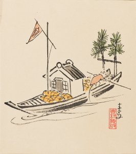 Gravure sur bois - Takarabune dirigé par un rat - Morikawa Sobun