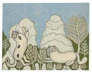 Chats dans la neige - Morris Hirshfield