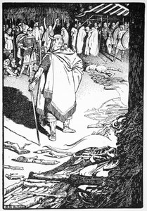 Sors de là, Ménagère, appela Flosi à Bergthora, 1913