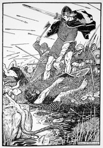 Le roi Magnus dans le marais à Downpatrick, Irlande, 1103