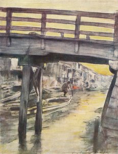 Un canal à Osaka, vers 1887